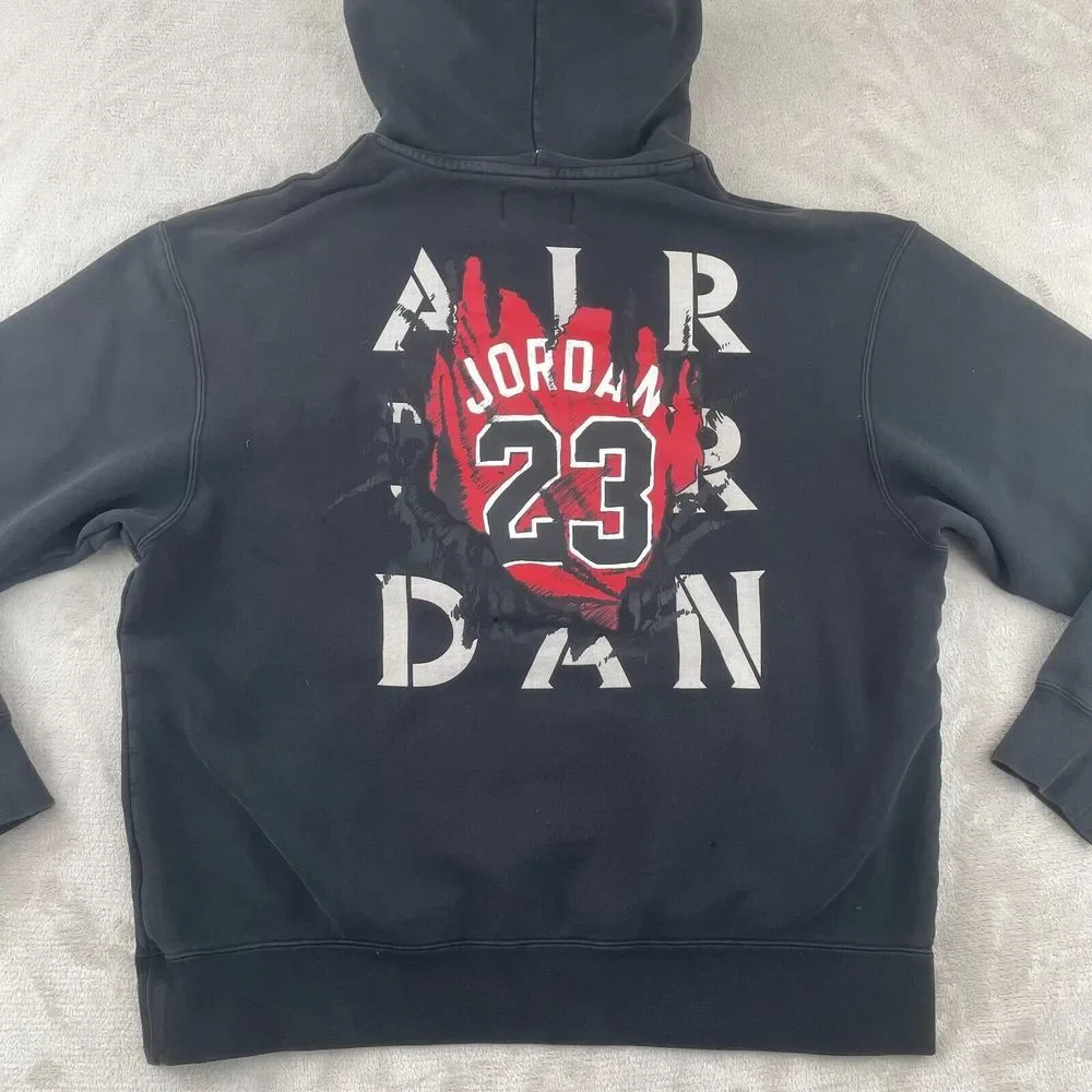Air Jordan Hoodie Men XL Black Pullover AJ5 Retro 5 Big Graphic‎ Sweatshirt Nike